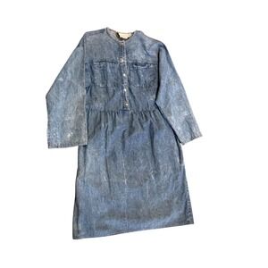 Vtg 80s Oscar de la Renta Swirl Acid Wash Denim Dress Neiman Marcus USA s m